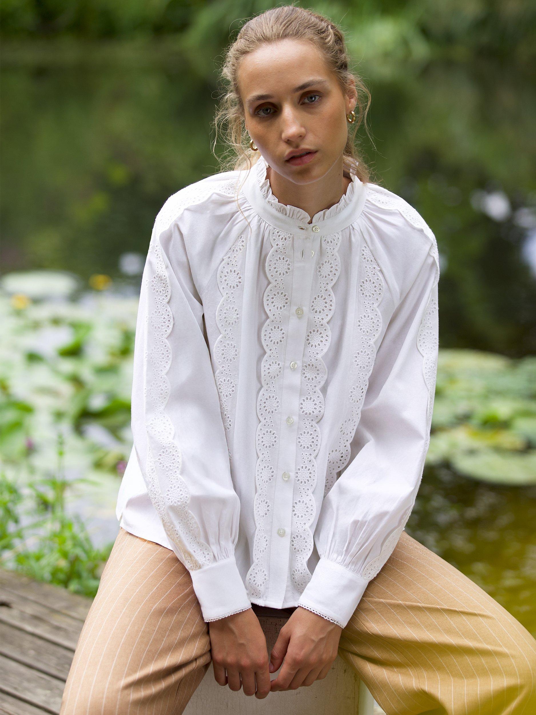 Ro&Zo Lace Insert Shirt, White