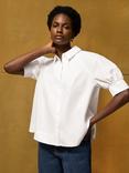 Ro&Zo Short Sleeve Cotton Poplin Shirt, White