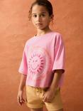 Reiss Kids' Paloma 'Pura Vida en Ibiza' Cotton T-Shirt, Pink