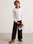 Reiss Kids' Trina Long Sleeve Ruched Stretch Cotton T-Shirt, Ivory