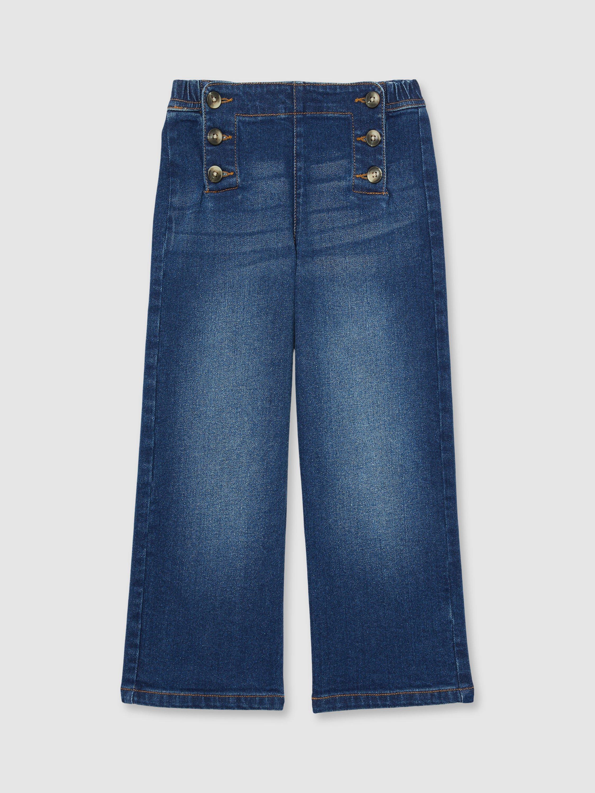 Product image 3 of 5, which shows Reiss Carmelle Relaxed Denim Trousers, Blue, 4-5 years