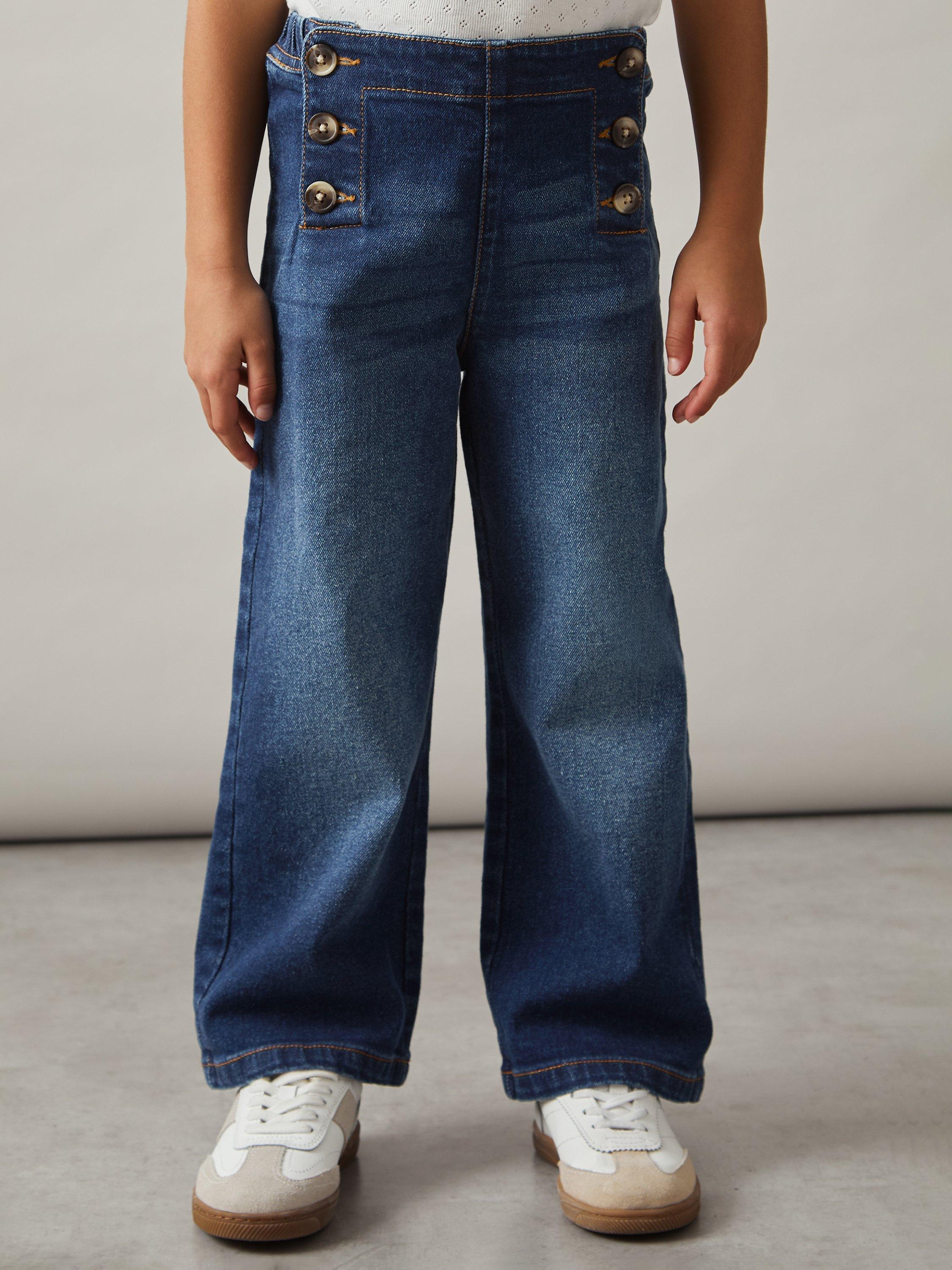 Product image 4 of 5, which shows Reiss Carmelle Relaxed Denim Trousers, Blue, 4-5 years