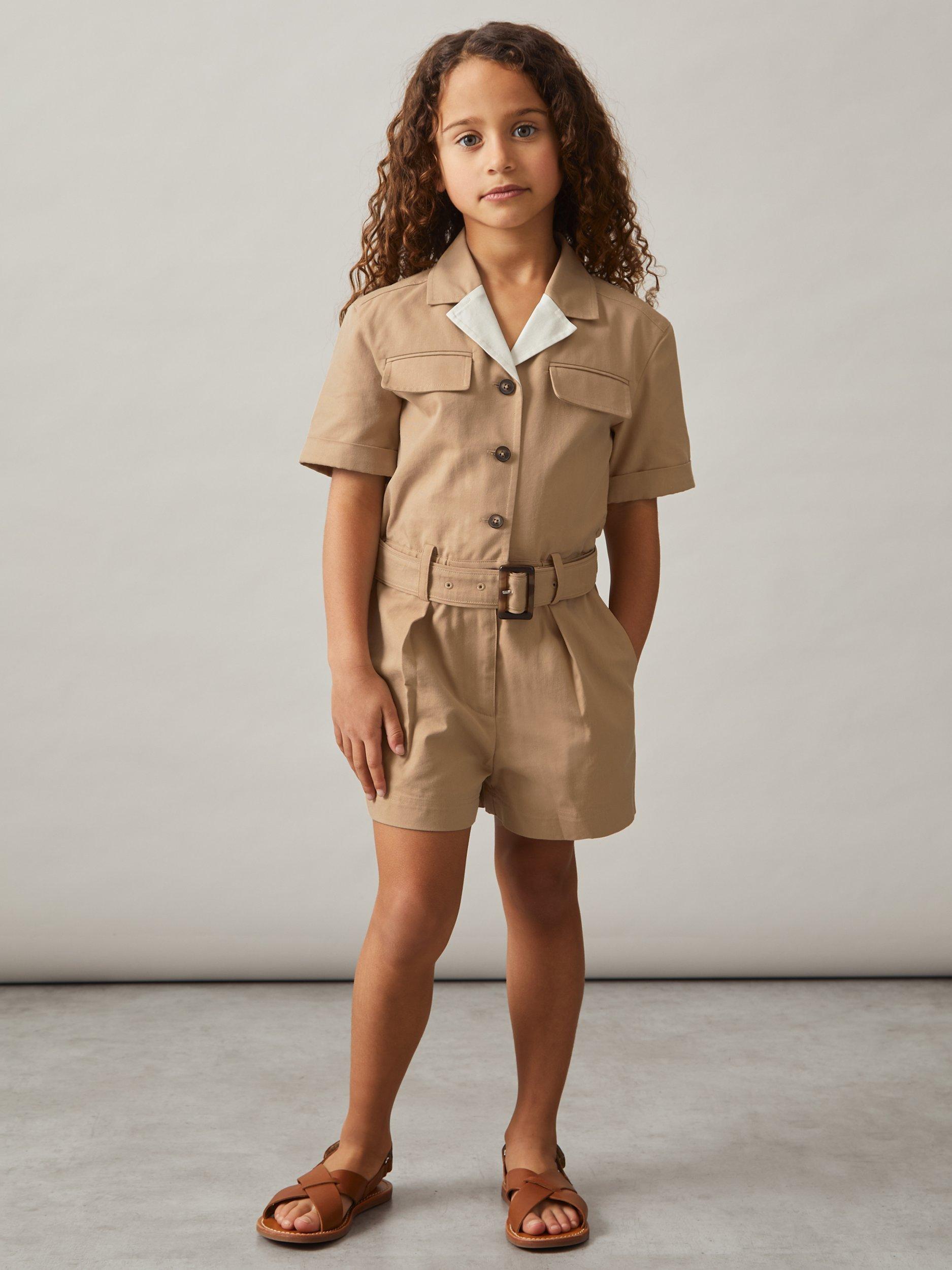 Product image 1 of 5, which shows Reiss Kids' Trixie Jumpsuit, Camel, 3-4 years