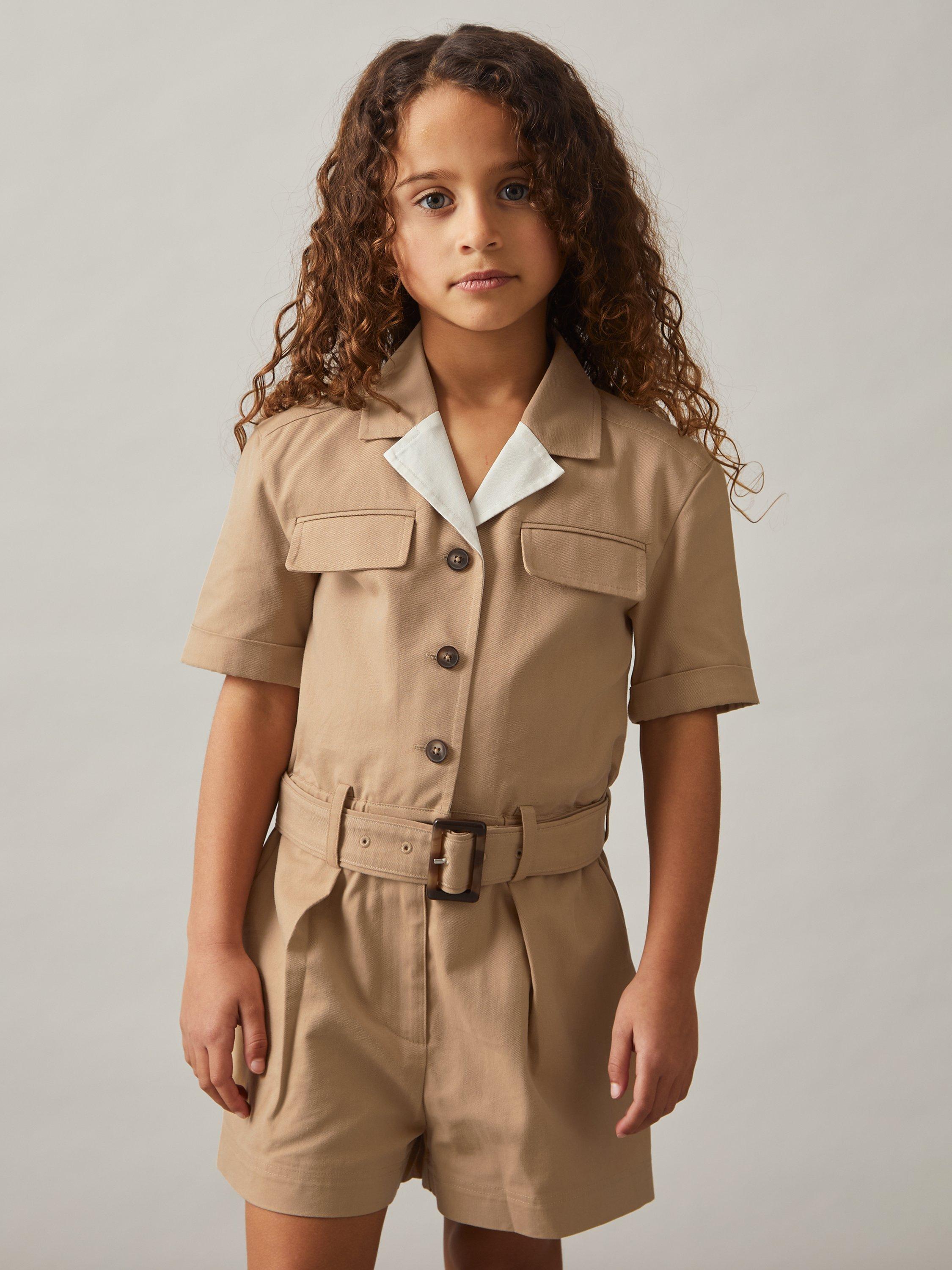 Product image 2 of 5, which shows Reiss Kids' Trixie Jumpsuit, Camel, 3-4 years