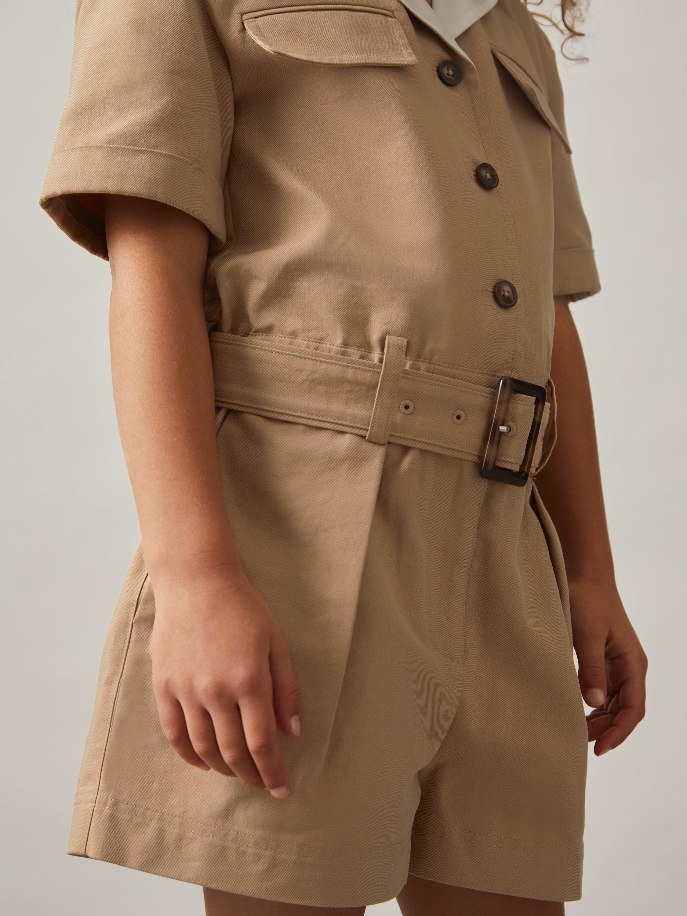 Product image 3 of 5, which shows Reiss Kids' Trixie Jumpsuit, Camel, 3-4 years