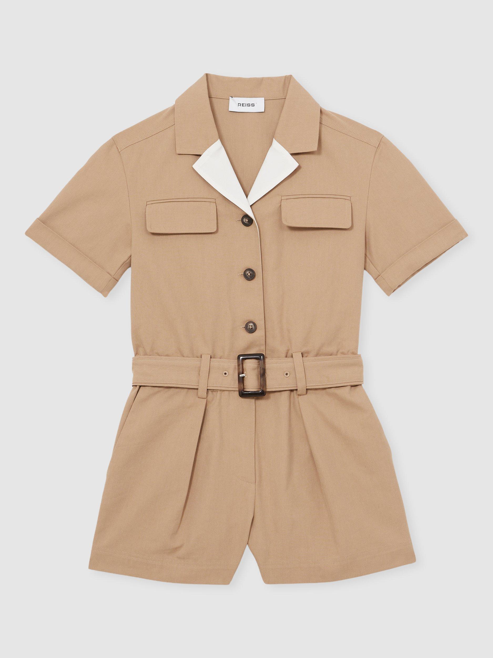 Product image 5 of 5, which shows Reiss Kids' Trixie Jumpsuit, Camel, 3-4 years
