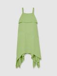 Reiss Kids' Alba Sleeveless Square Neck Draped Dress, Green