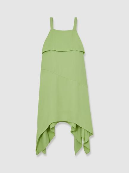 Reiss Kids' Alba Sleeveless Square Neck Draped Dress, Green, Green