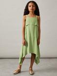 Reiss Kids' Alba Sleeveless Square Neck Draped Dress, Green