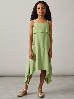 Reiss Kids' Alba Sleeveless Square Neck Draped Dress, Green - view 2, Green