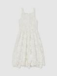 Reiss Kids' Melody Sleeveless Crochet Dress, Ivory
