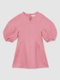 Reiss Kids' Romy Linen Balloon Sleeve Dress, Pink