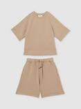 Reiss Kids' Selena Modal Blend 2-Piece Short Tracksuit, Mink