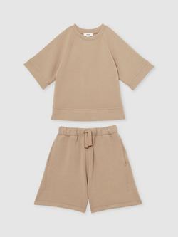 Reiss Kids' Selena Modal Blend 2-Piece Short Tracksuit, Mink, Mink