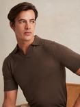 Reiss Duchie Merino Wool Polo Shirt, Chocolate Brown