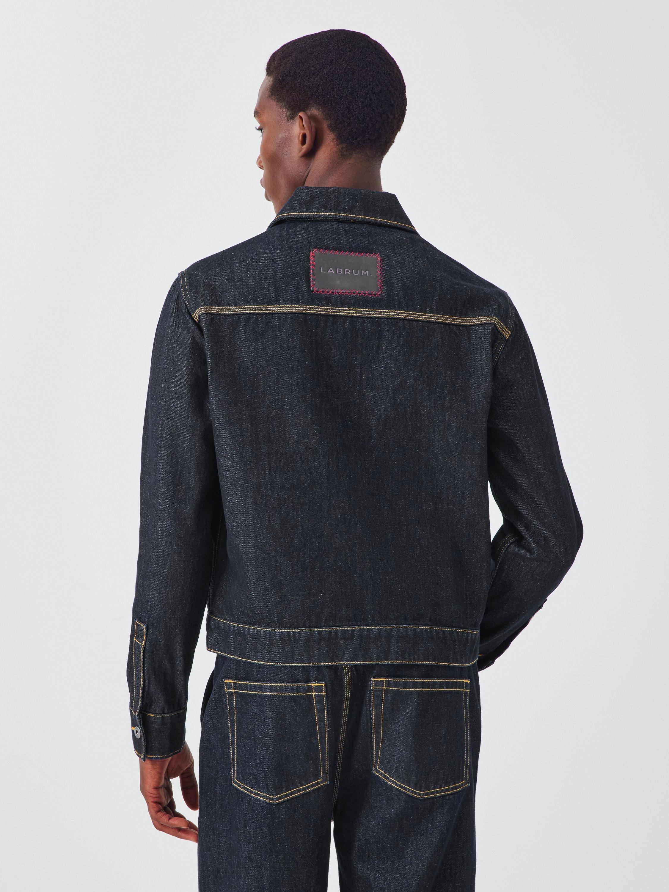 Product image 2 of 7, which shows John Lewis x LABRUM Panelled Denim Jacket, Raw Denim, S