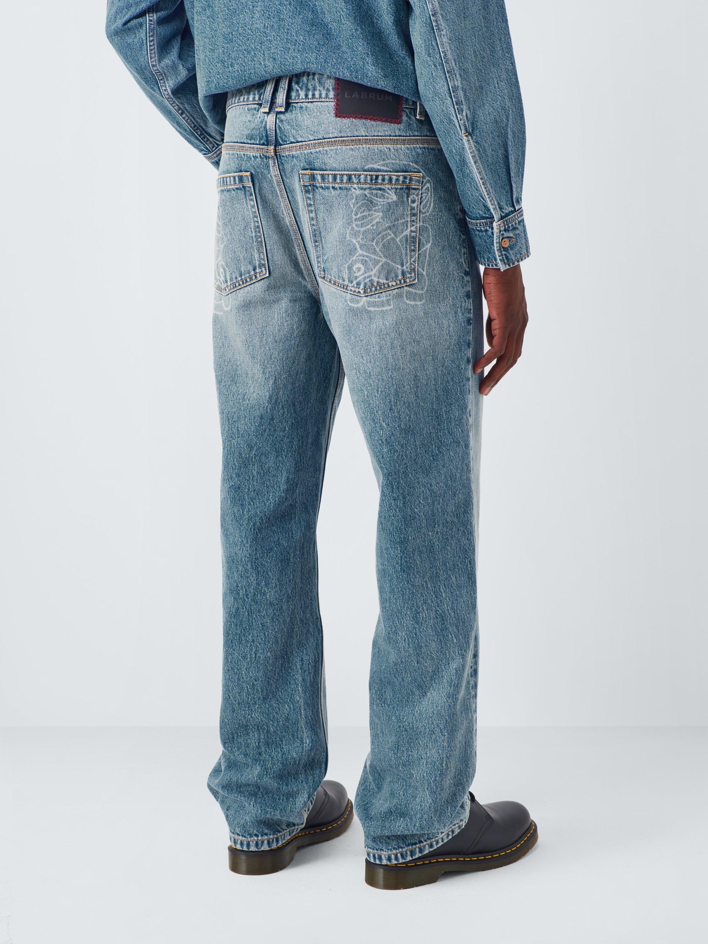 Product image 2 of 6, which shows John Lewis x LABRUM Mid Rise Jeans, Washed Denim, 34R