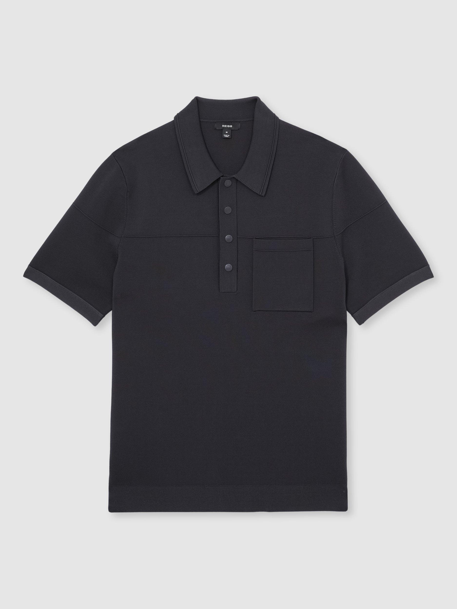 Product image 3 of 5, which shows Reiss Blinker Popper Polo Shirt, Navy, XS