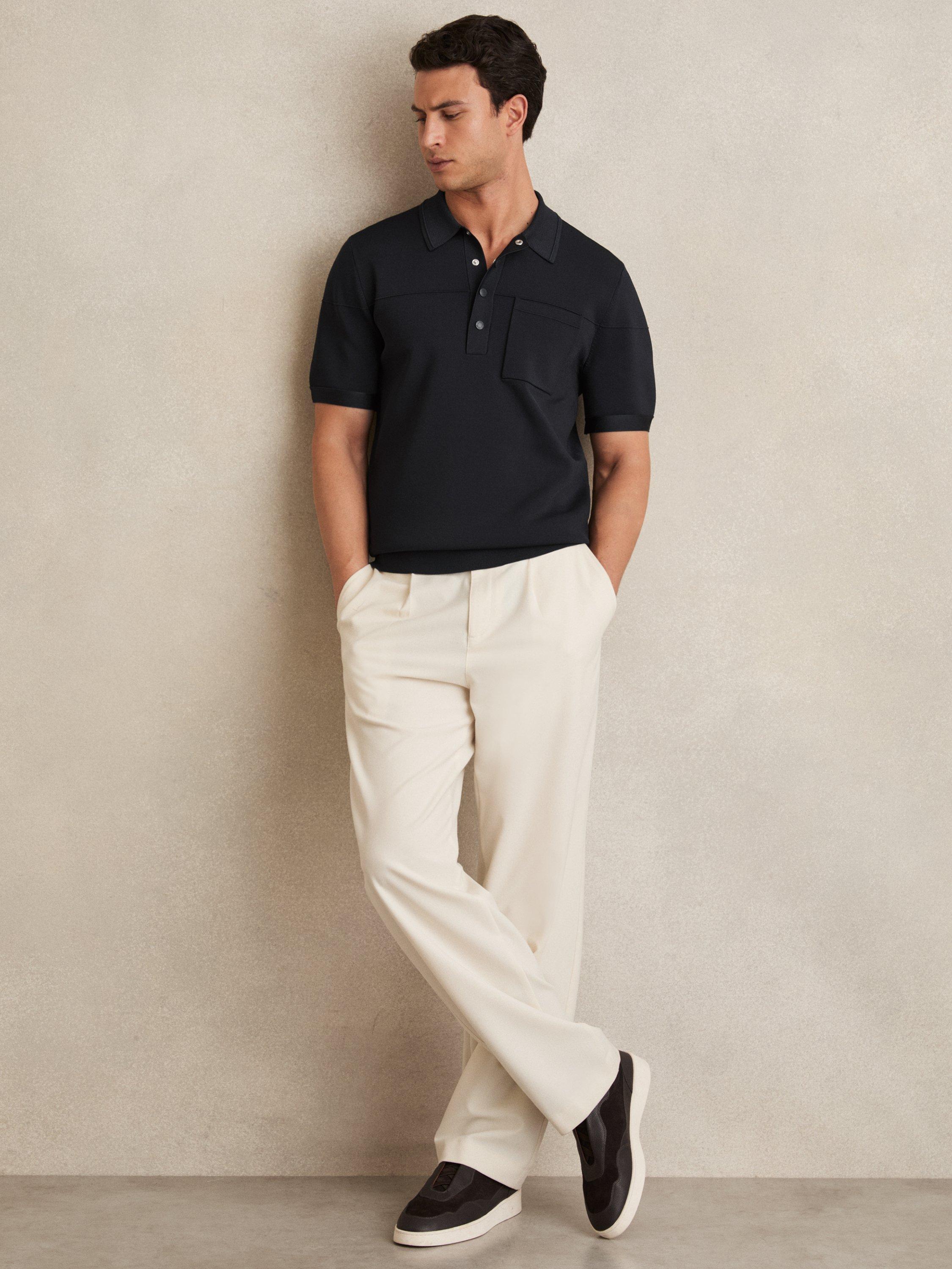 Product image 4 of 5, which shows Reiss Blinker Popper Polo Shirt, Navy, XS