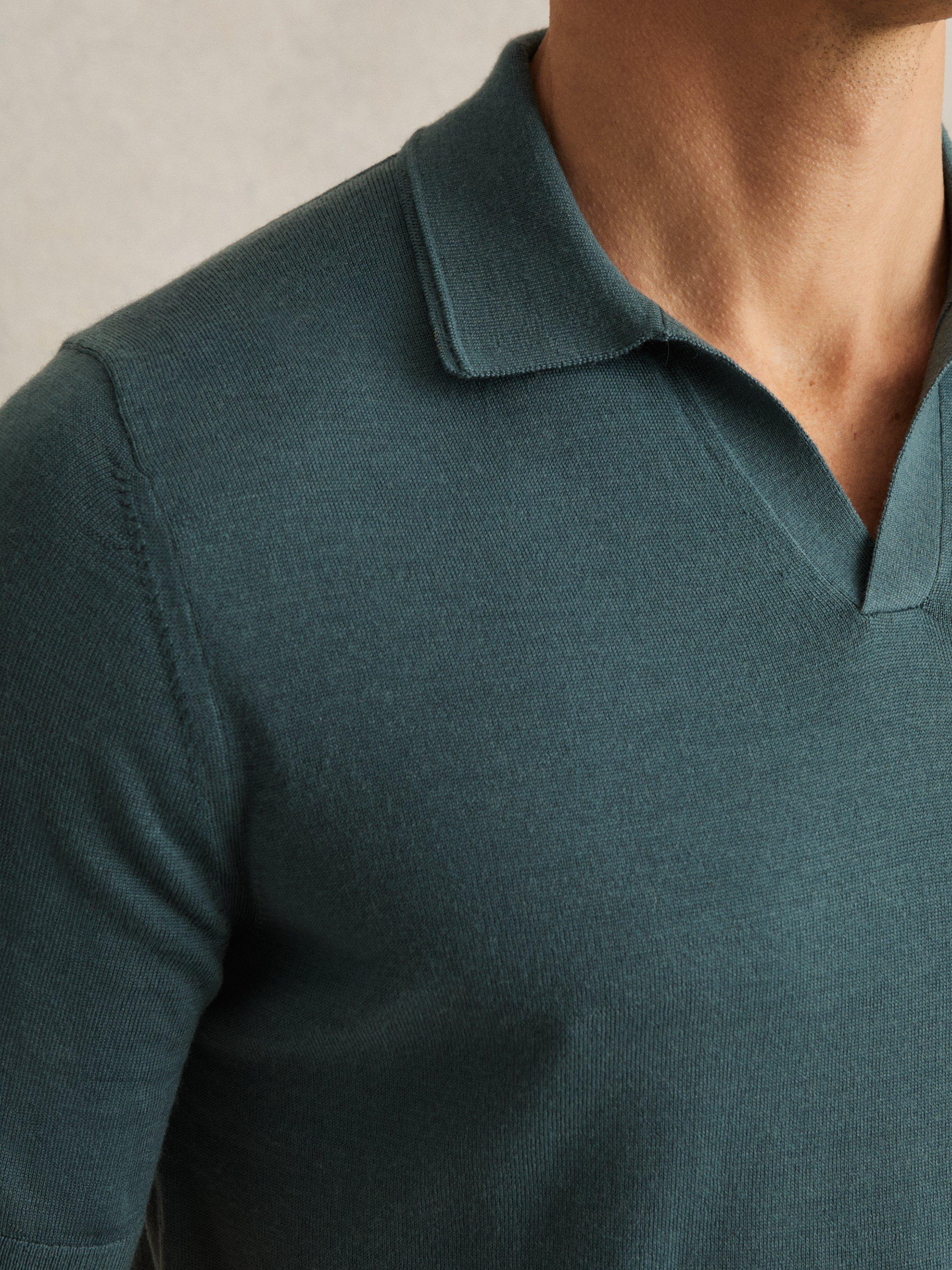 Product image 4 of 5, which shows Reiss Duchie Merino Wool Polo Shirt, Orion Blue, XS