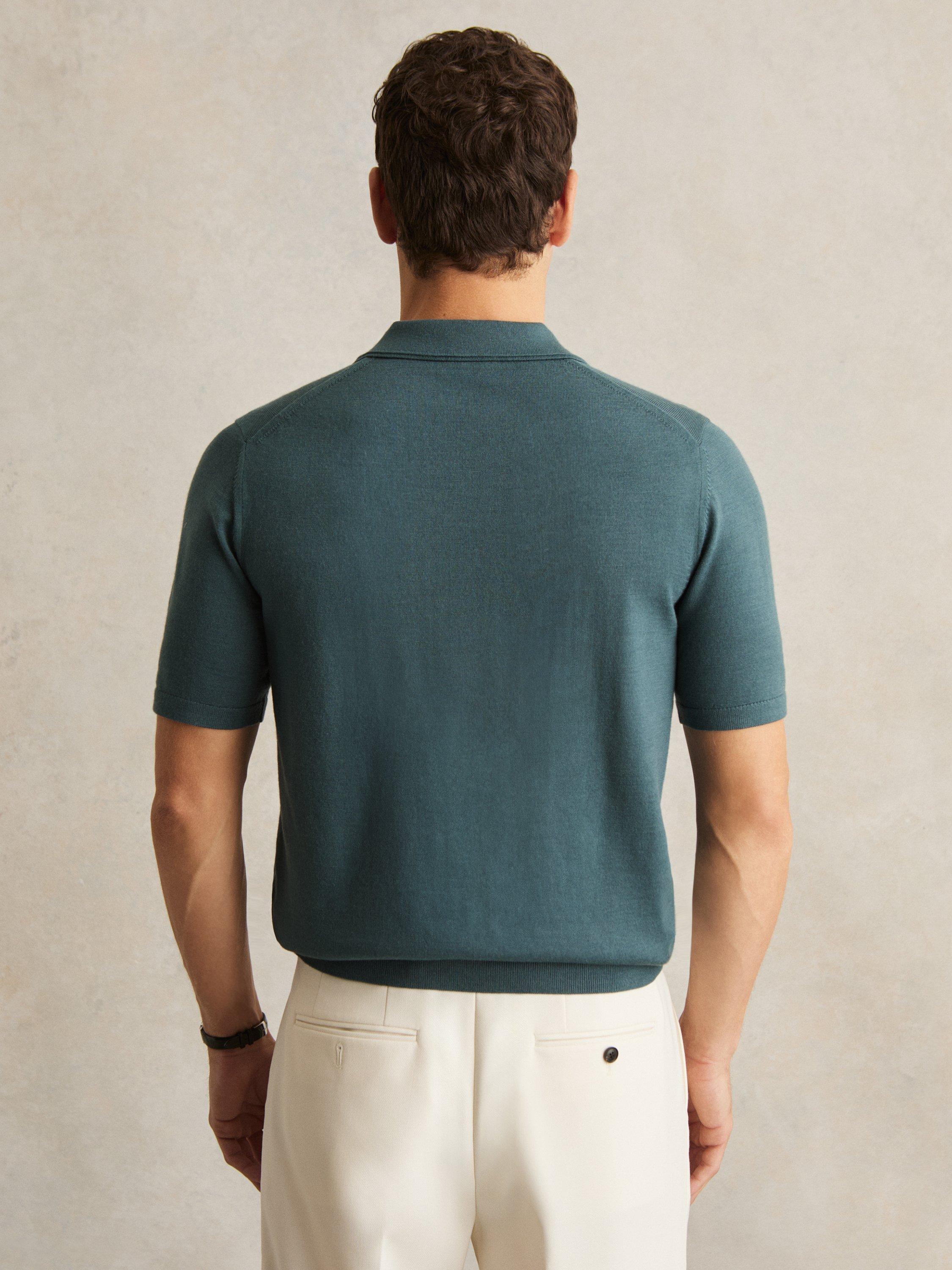 Product image 5 of 5, which shows Reiss Duchie Merino Wool Polo Shirt, Orion Blue, XS