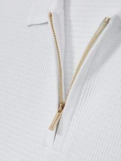 Reiss Regis Textured Zip Up Polo Shirt - view 2, White