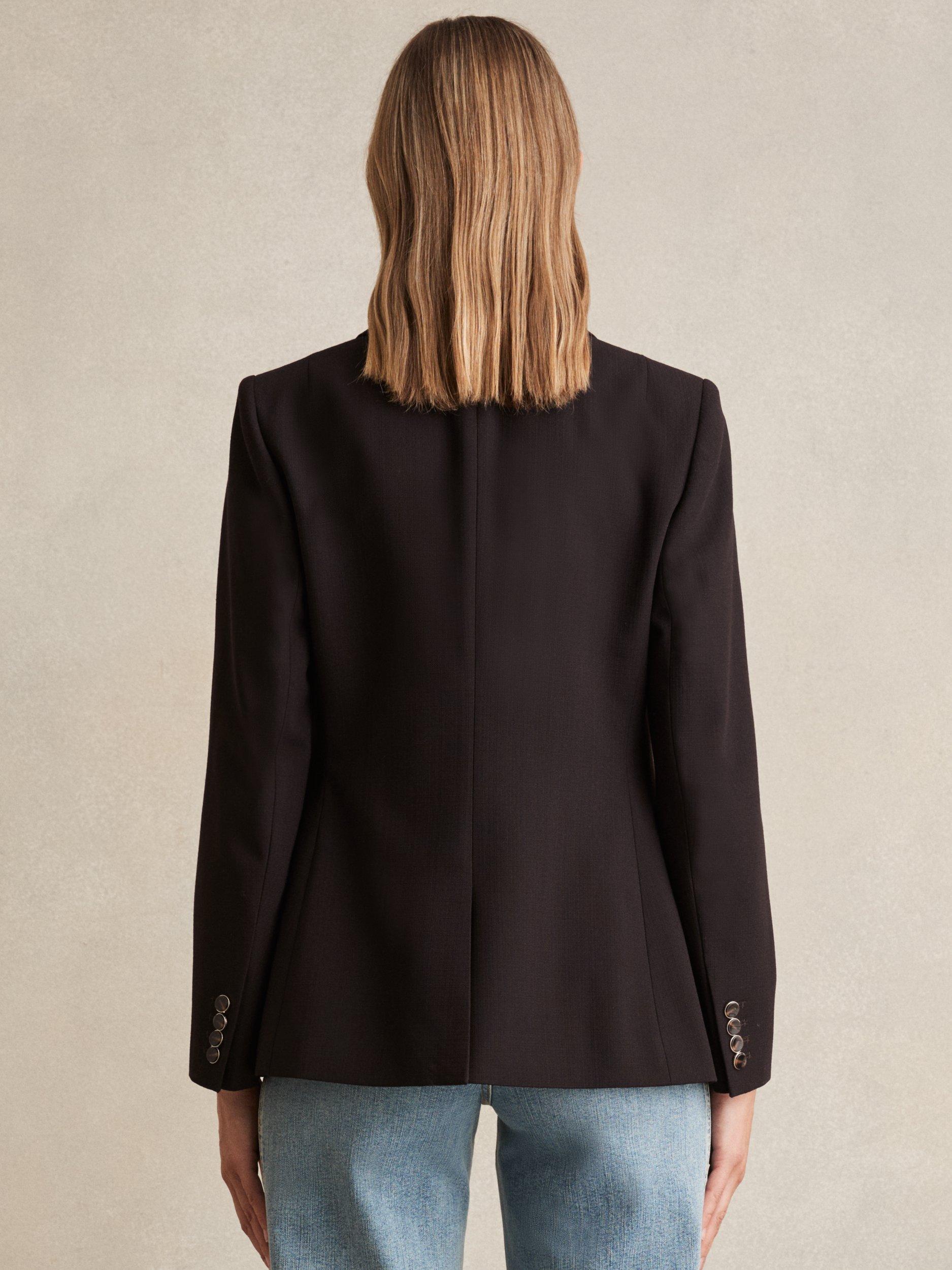 Product image 5 of 5, which shows Reiss Lia Wool Blend Double Breasted Blazer, Chocolate Brown, 6