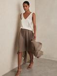 Reiss Lucie Mini Shorts and Sheer Overlay, Mink Neutral