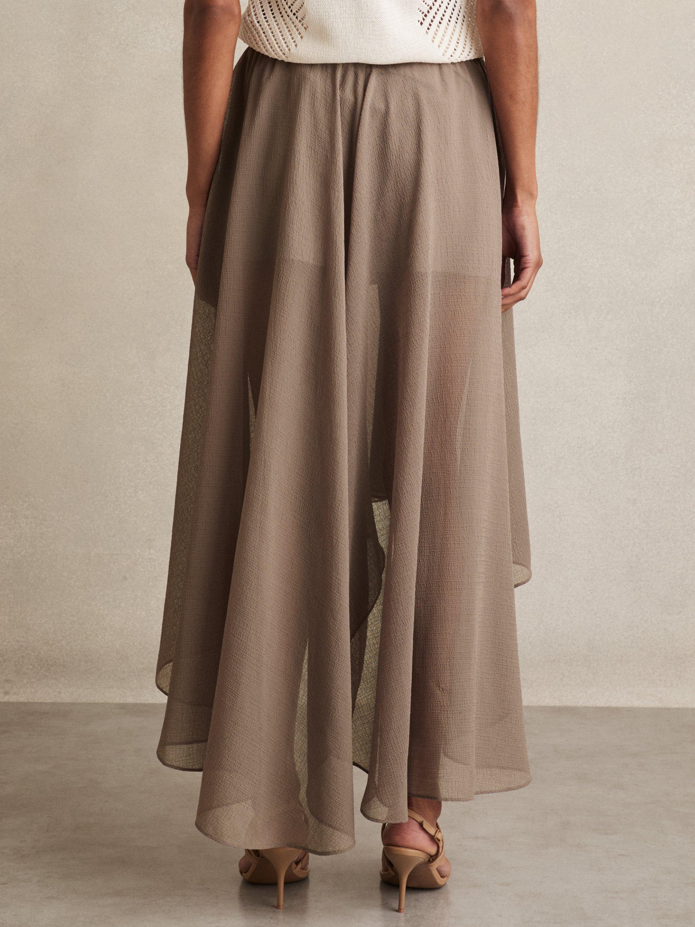 Product image 2 of 5, which shows Reiss Lucie Mini Shorts and Sheer Overlay, Mink Neutral, 6