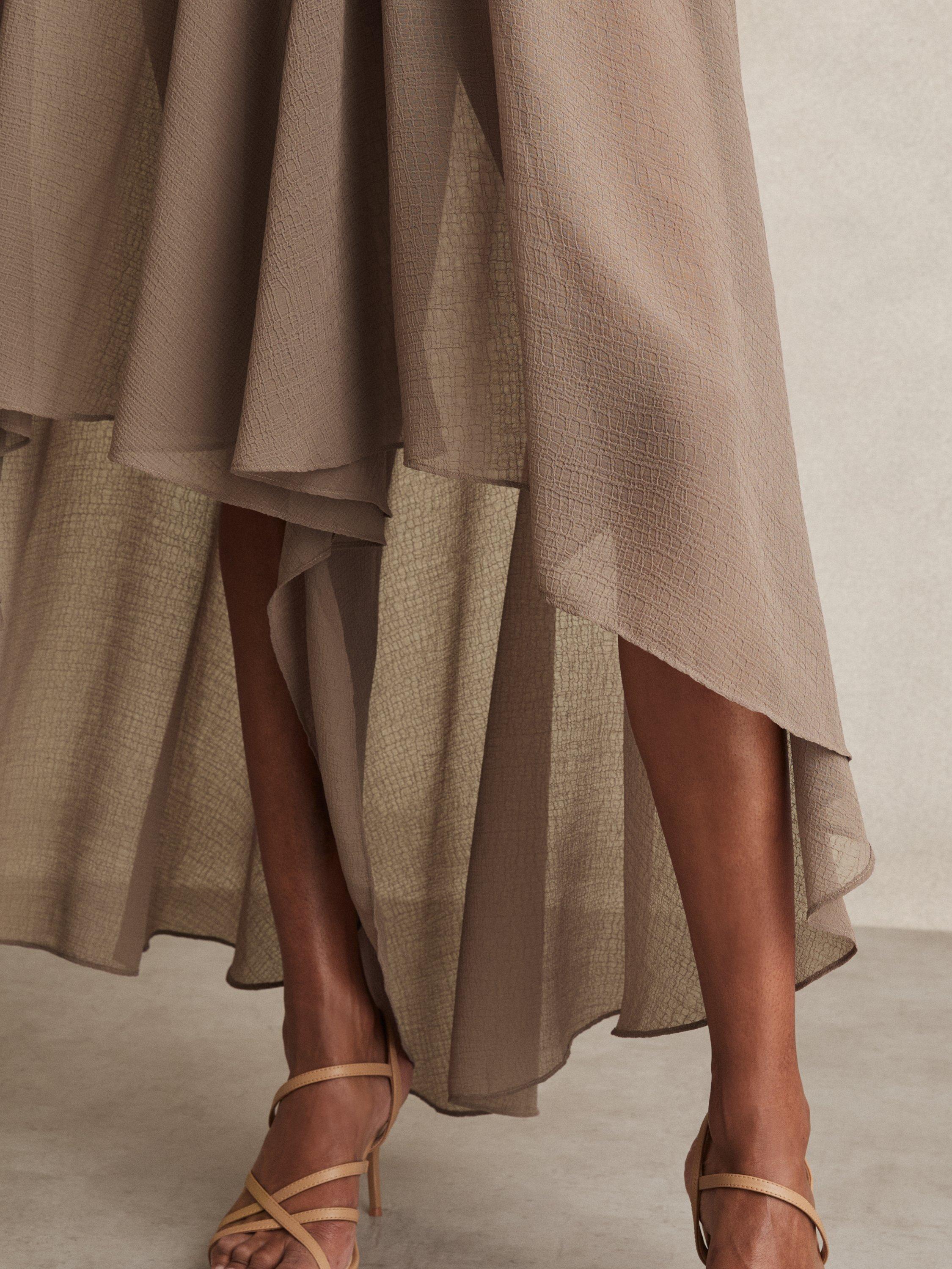 Product image 5 of 5, which shows Reiss Lucie Mini Shorts and Sheer Overlay, Mink Neutral, 6