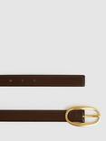 Reiss Drew Leather Belt, Chocolate