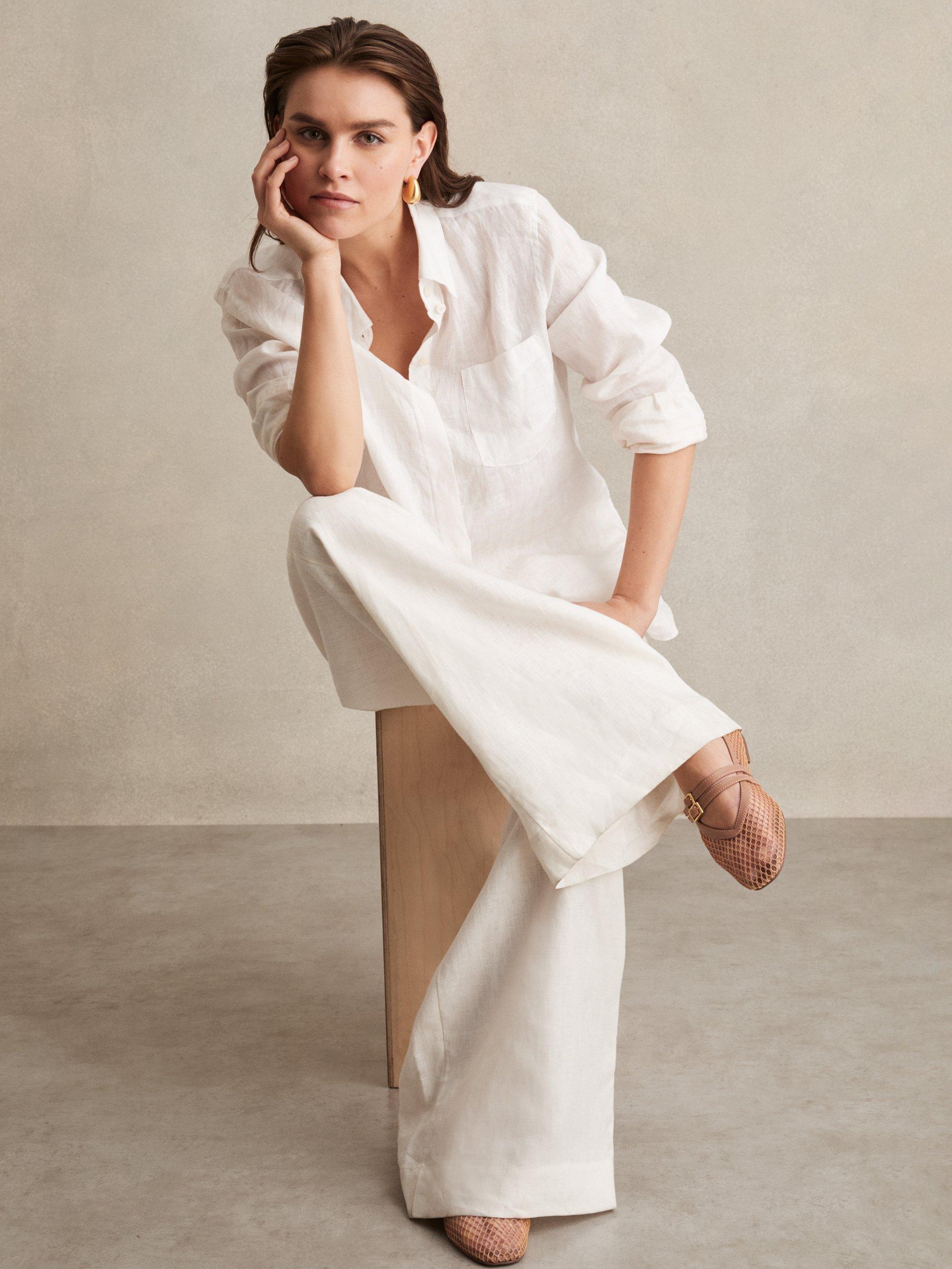 Product image 3 of 5, which shows Reiss Elspeth Mary Jane Flat Shoes, Neutral, 3