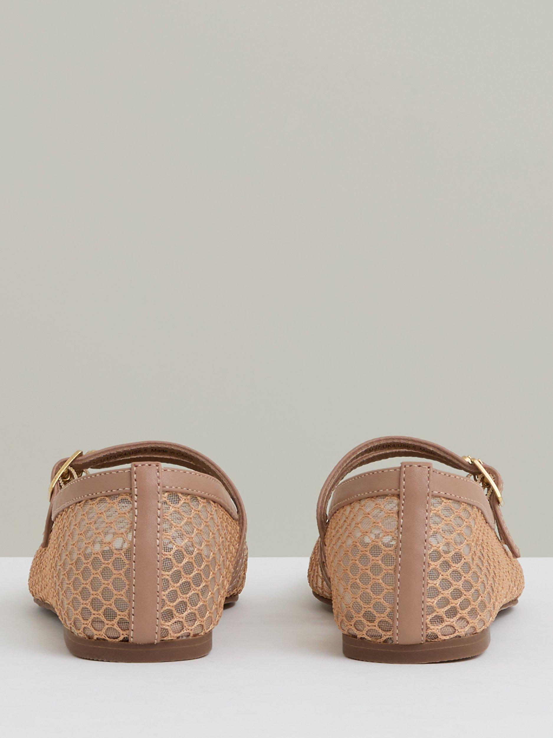 Product image 5 of 5, which shows Reiss Elspeth Mary Jane Flat Shoes, Neutral, 3
