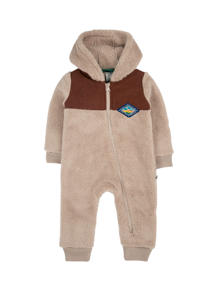 Frugi Kids' Corduroy Snuggle Suit, Twig/Teddy Bear, Twig/Teddy Bear