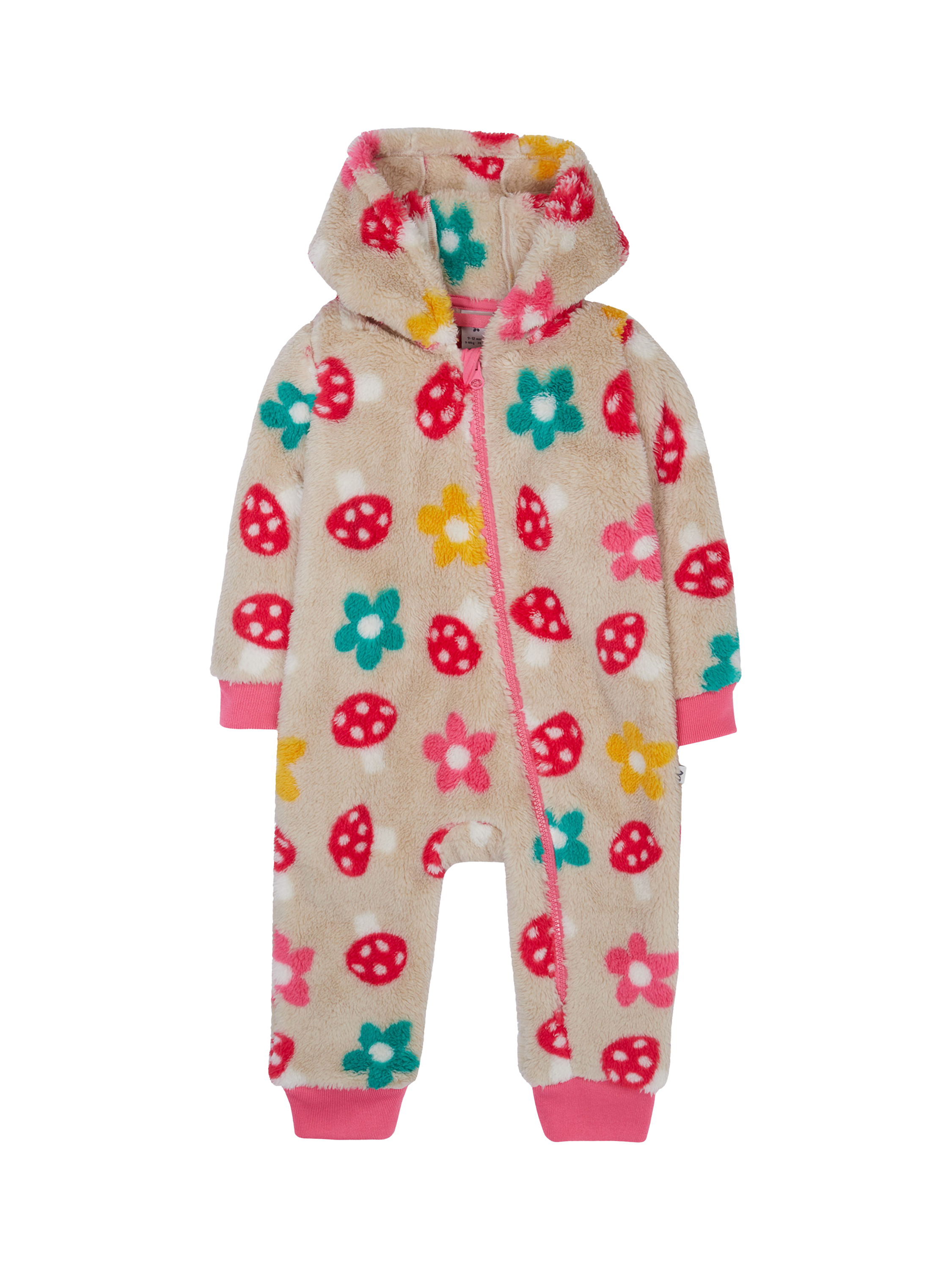 Frugi Baby Cosy Ted Snuggle Suit, Mushroom Field
