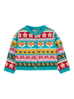Frugi Baby Robyn Fairisle Cardigan, Fox Fair Isle, Fox Fair Isle