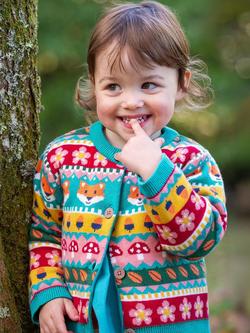 Frugi Baby Robyn Fairisle Cardigan, Fox Fair Isle - view 2, Fox Fair Isle