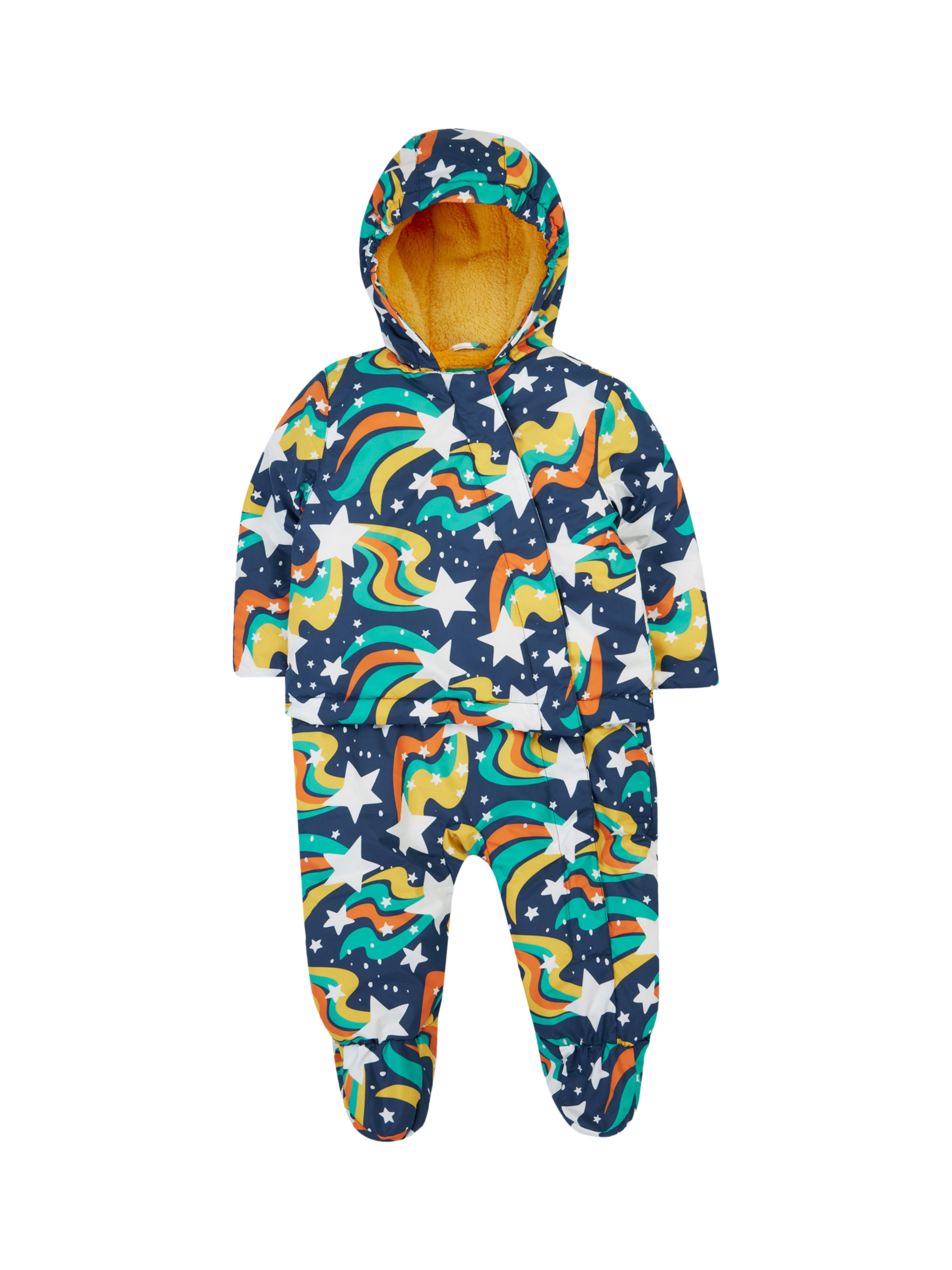 Product image 1 of 7, which shows Frugi Kids' 2-in-1 Rambler Pram Suit, Multi, 0-3 months