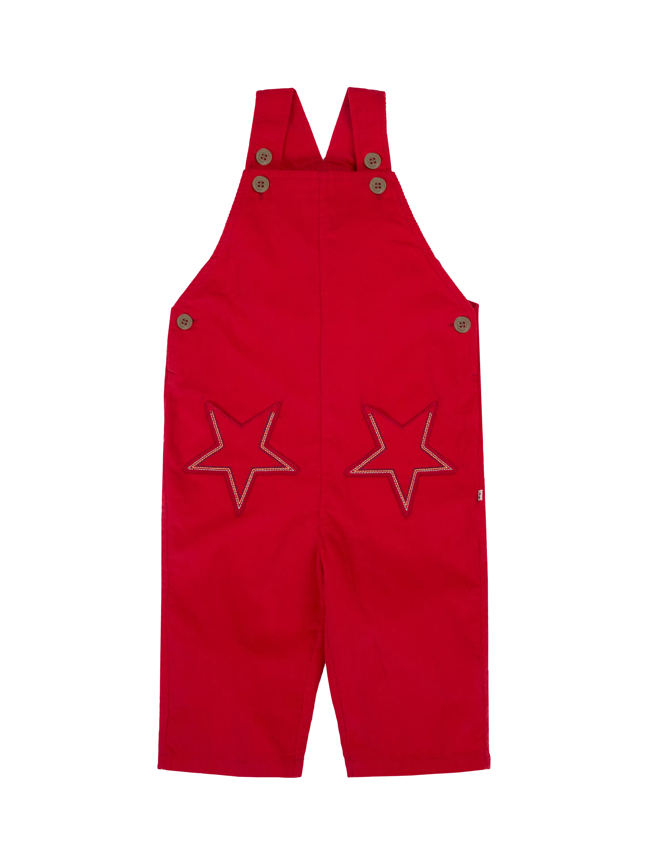 Frugi Kids' Cory Corduroy Dungarees, Berry Red/Star