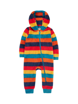 Frugi Baby Cosy Ted Snuggle Suit, Autumn Stripe, Autumn Stripe