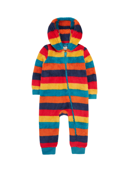 Frugi Baby Cosy Ted Snuggle Suit, Autumn Stripe, Autumn Stripe
