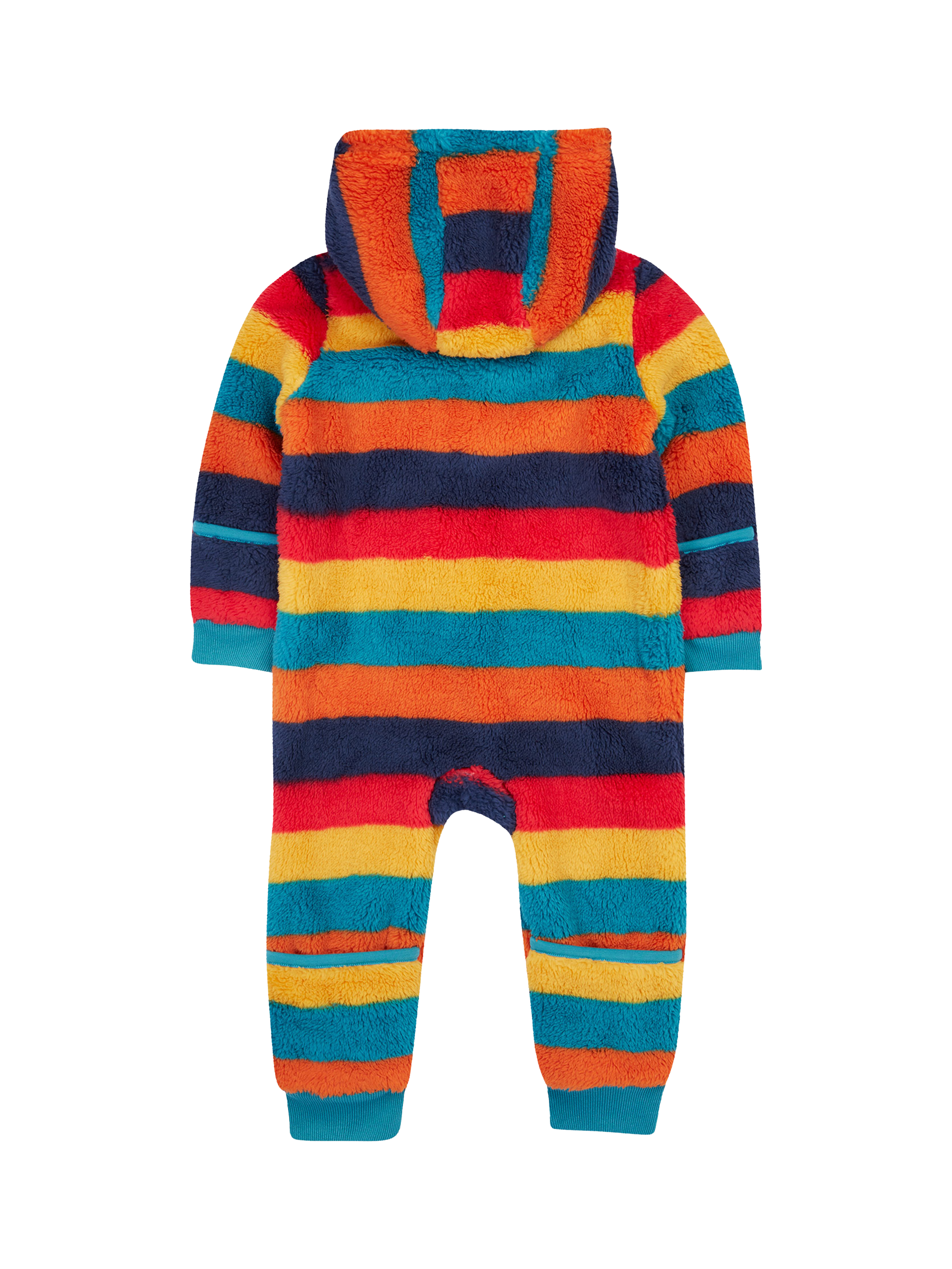 Product image 2 of 4, which shows Frugi Baby Cosy Ted Snuggle Suit, Autumn Stripe, 0-3 months
