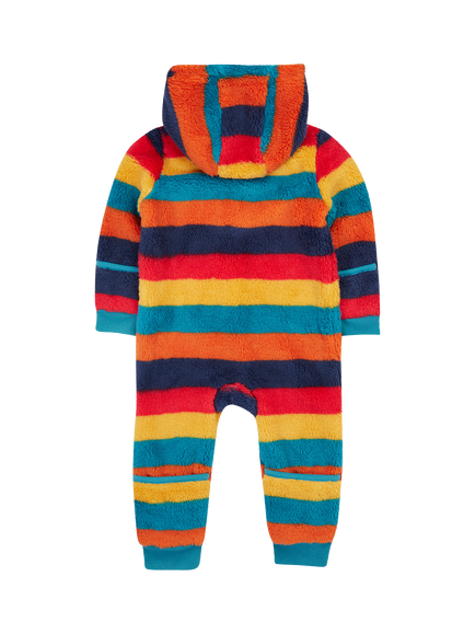 Frugi Baby Cosy Ted Snuggle Suit, Autumn Stripe - view 2, Autumn Stripe