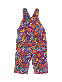 Frugi Kids' Elspeth Corduroy Printed Dungarees, Retro Floral, Retro Floral