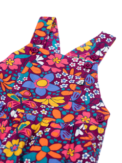 Frugi Kids' Elspeth Corduroy Printed Dungarees, Retro Floral - view 2, Retro Floral