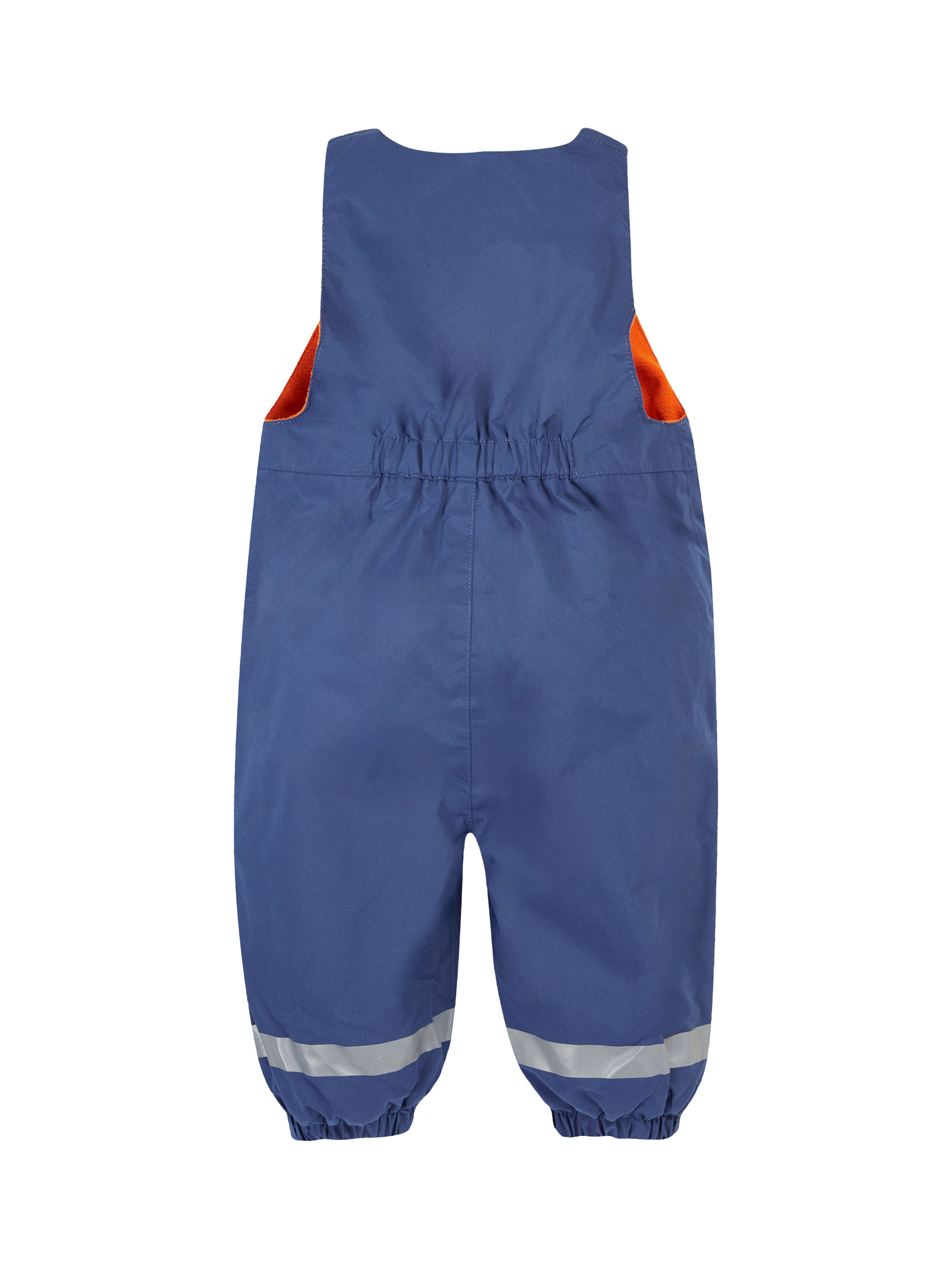 Product image 3 of 6, which shows Frugi's Little Waterproof Dungarees, Navy Blue, 6-9 months