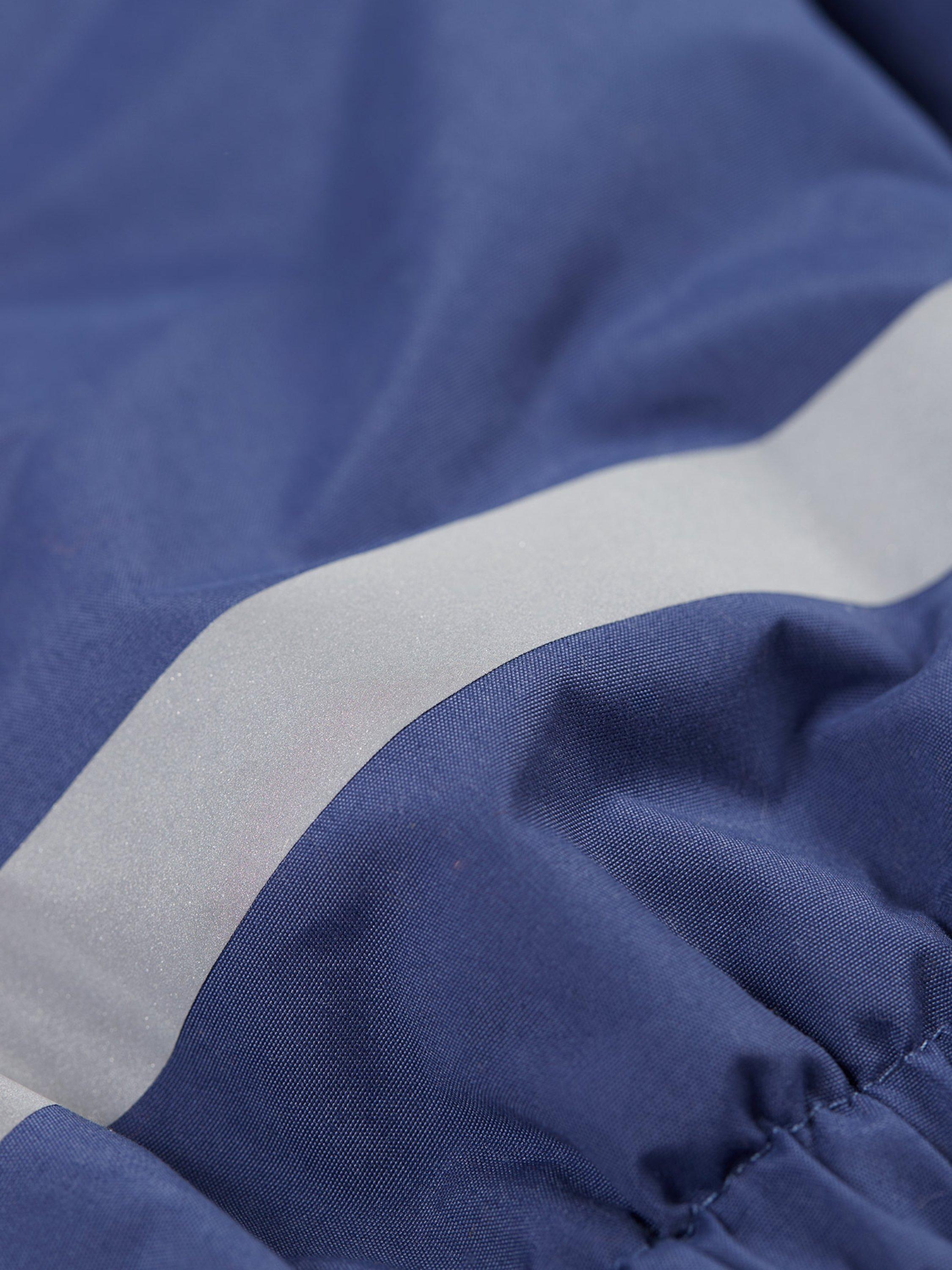 Product image 6 of 6, which shows Frugi's Little Waterproof Dungarees, Navy Blue, 6-9 months