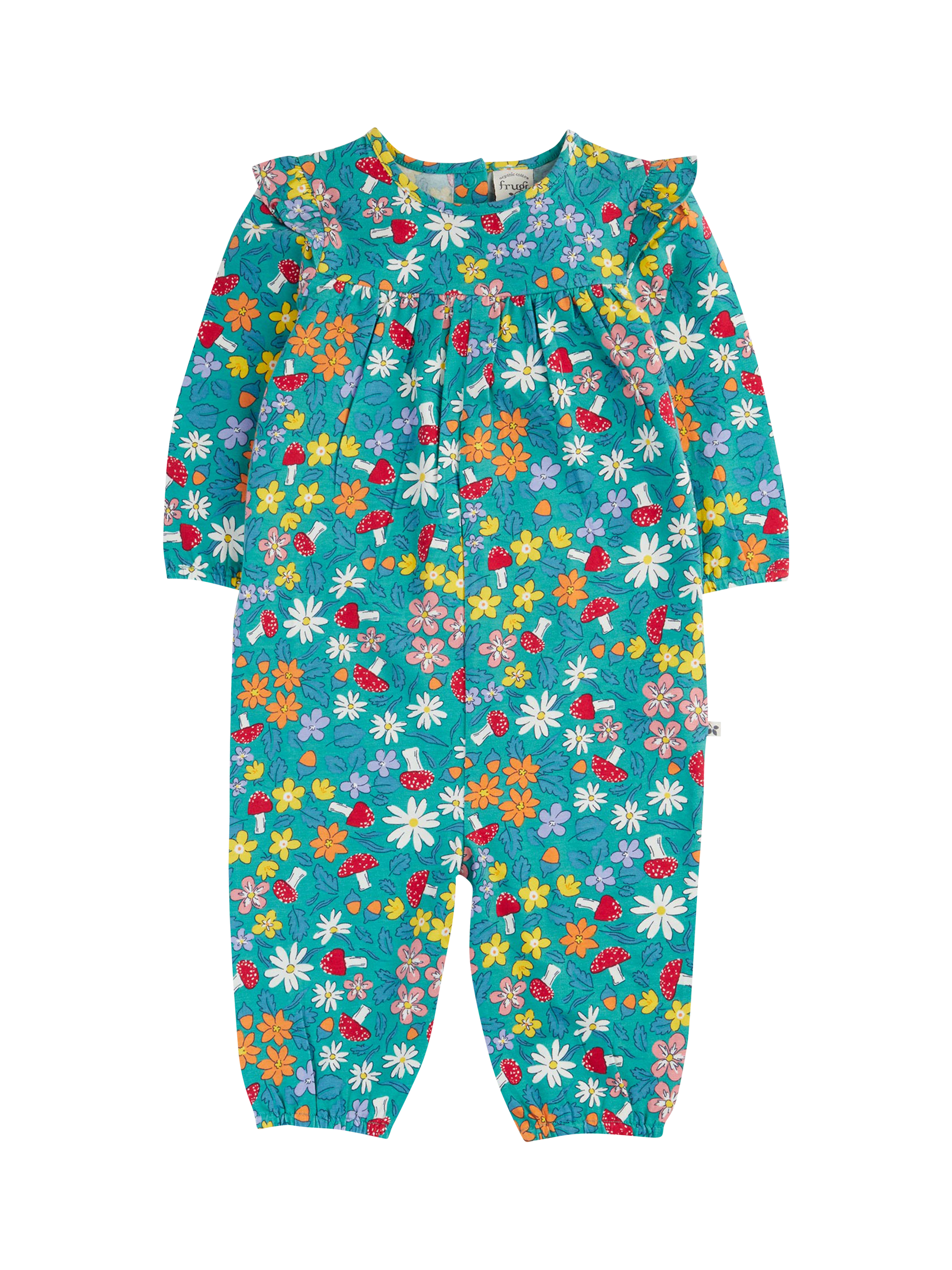 Product image 1 of 3, which shows Frugi Baby Wren Playsuit, Wild Woods, 0-3 months
