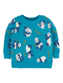 Frugi Kids' Cotton Easy On Printed Jumper, Panda Pals, Panda Pals