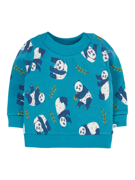 Frugi Kids' Cotton Easy On Printed Jumper, Panda Pals, Panda Pals